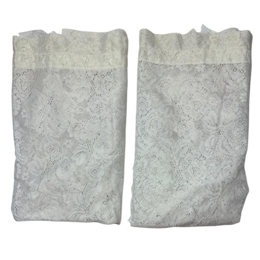 Vintage Lace Swag Curtains Ruffled Lace Cottage Curtains Set Floral Ruffle White